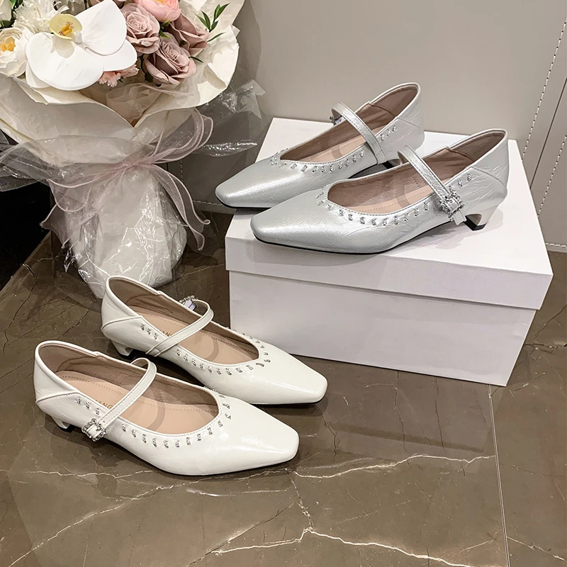 

Женские туфли Мэри Джейн на скрытой танкетке с квадратным носком, мягкой подошвой, весенние, новинка 2026 года