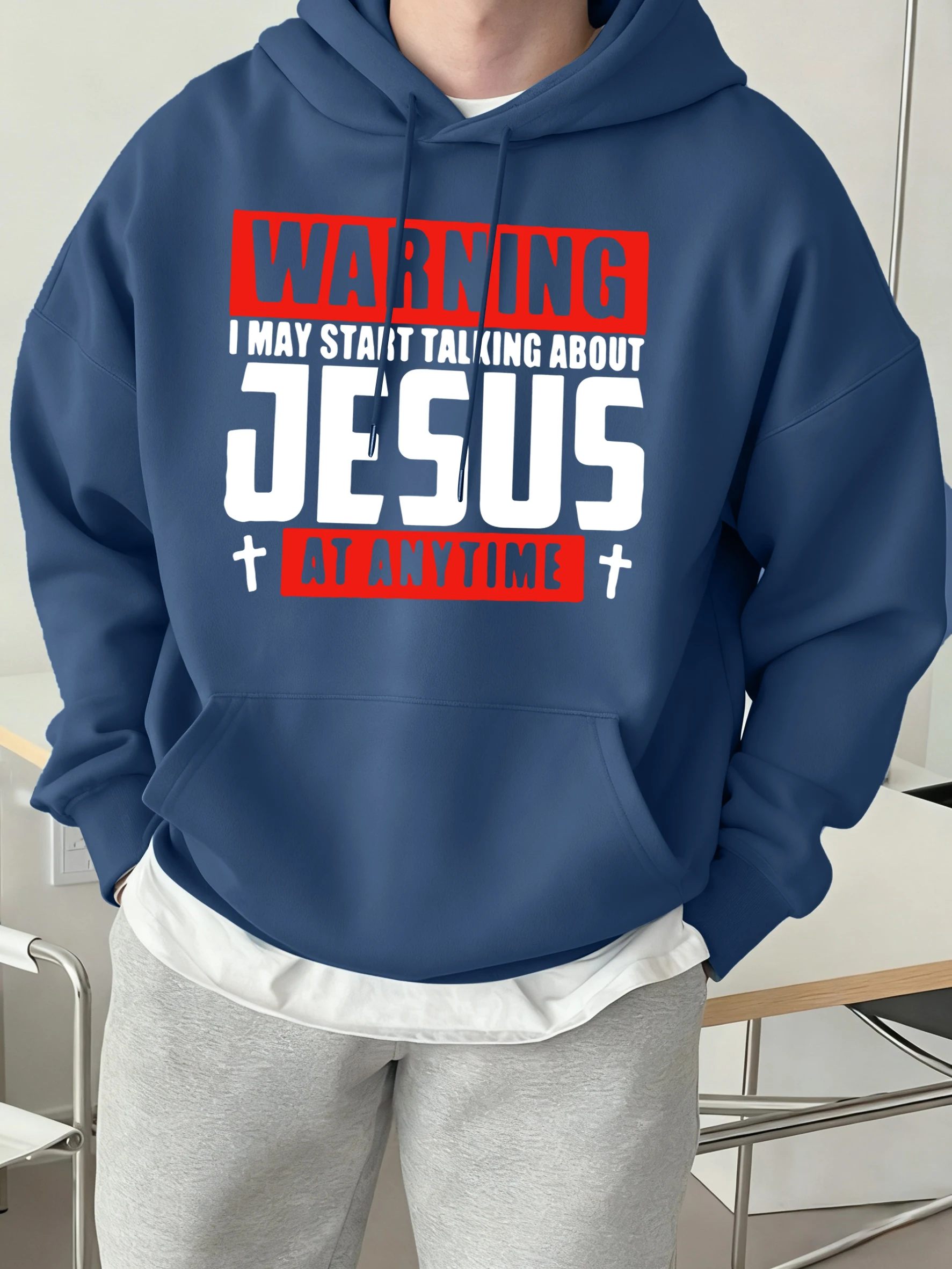 I May Start Talking About Jesus Prints Men Streetwear Warm Pocket Clothing Fashion Casual Sweatshirts Autumn Fleece Sportswears