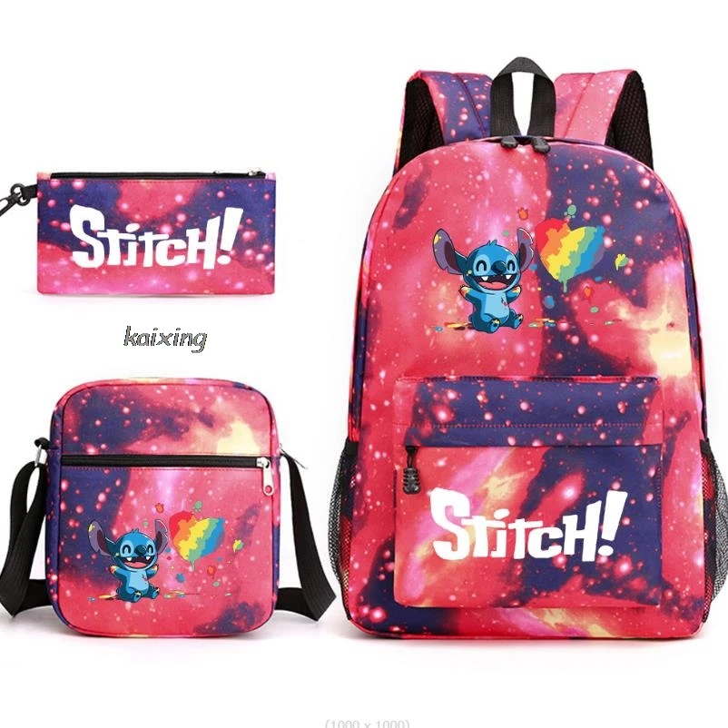 3pcs Lilo And Stitch Backpack Multi-Pocket Nylon School Backpack for Student Female Girls Kawaii Laptop Book Pack Mochilas