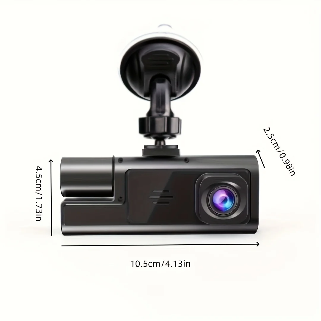 1080P Dashcam met dubbele lens, 720P achteruitkijkspiegel, lusopname, 24-uurs parkeerbewaking met G-sensor/bewegingsdetectie Optioneel 64 GB