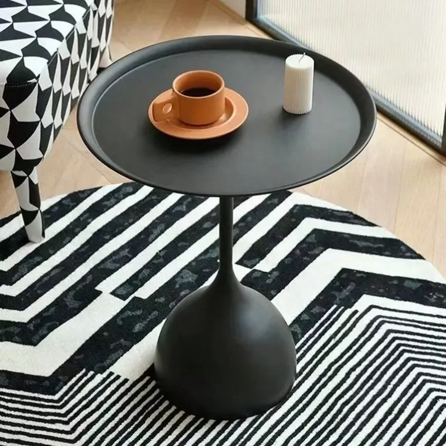 Mesa Auxiliar Pequeña Sofá Centro Nórdica, Arte Simple Hierro Mesita Noche Redonda Puerta Compacto Moderno