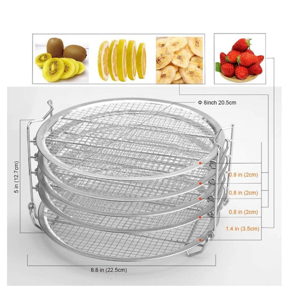5 Tier Air Fryer Rack Compatible for Ninja Foodi Stackable Dehydrator Racks Food Grade Stainless Steel Air Fryer