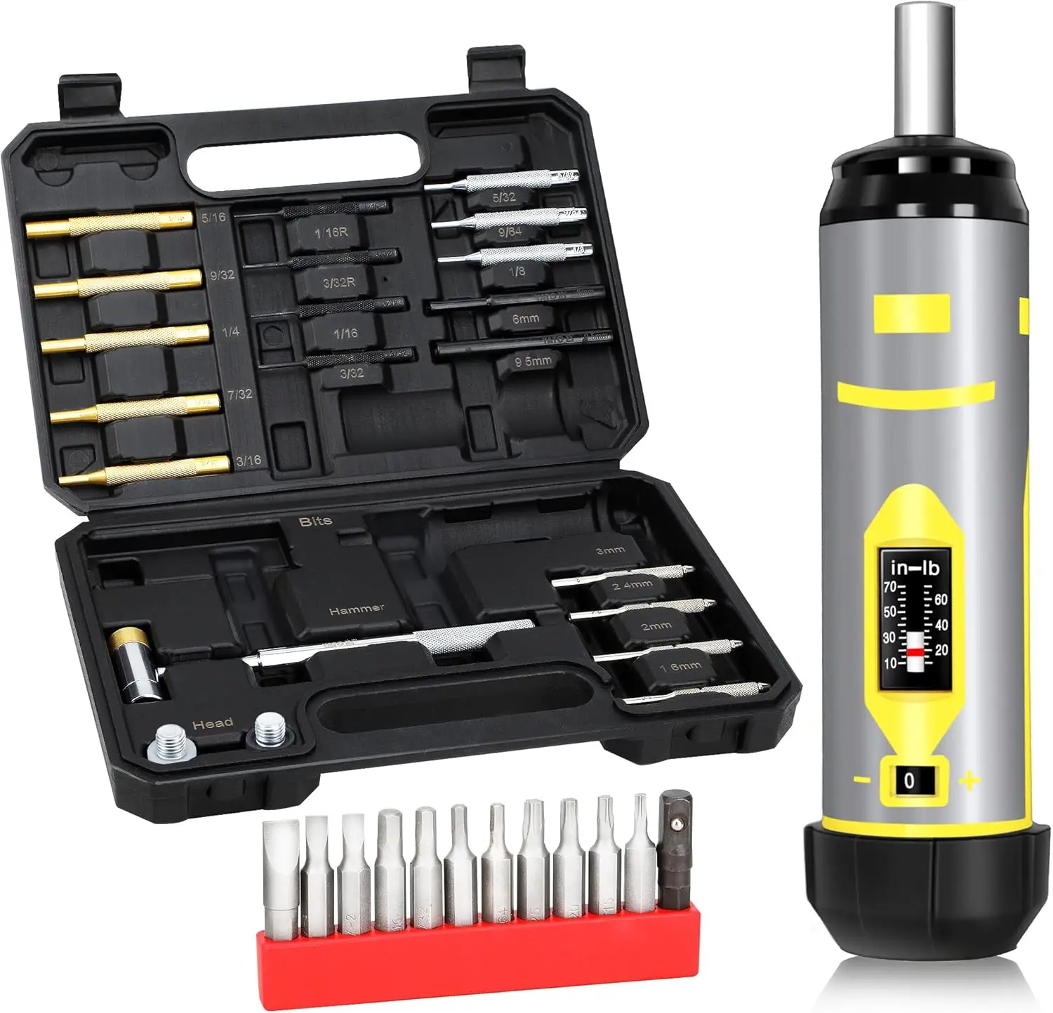

Professional Torque Screwdriver & Pin Punch Set for Gun Maintenance, Scope Mounting, DIY with S2 Bits, Brass/Steel Punches