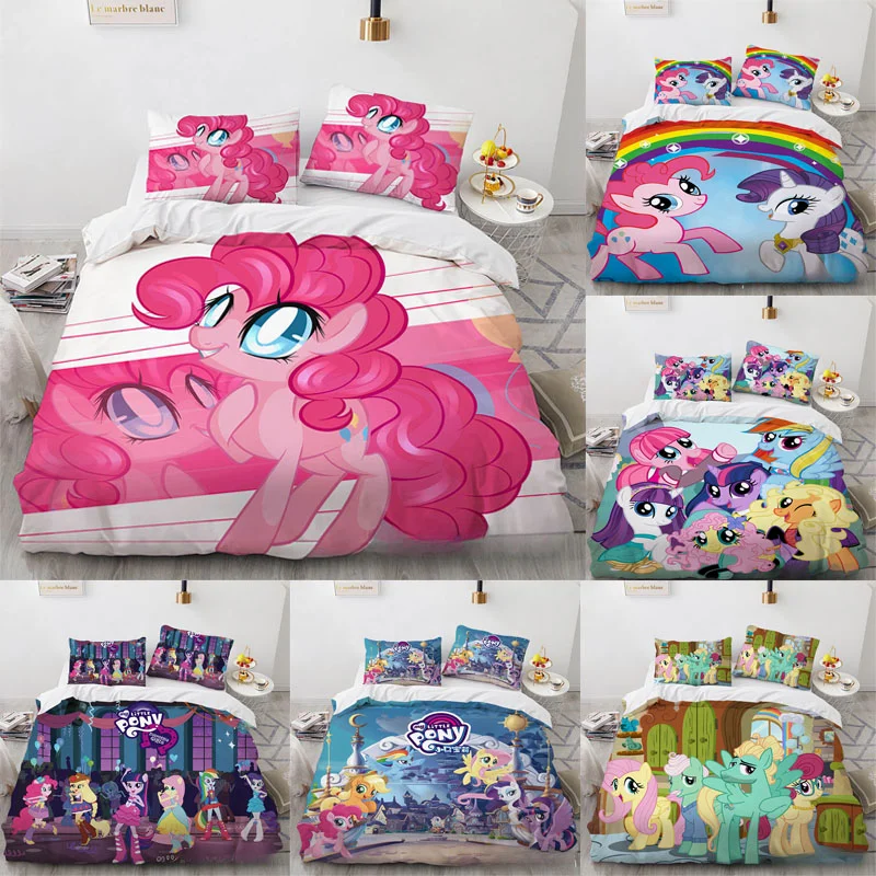 My Little Pony Bedding Set Quilt Cover Pillowcase Anime Twilight Sparkle Decor Bed Spead Bedroom Duvet Cover Bedding Suit Gift