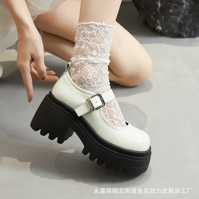 2026 Mary Jane Shoes for Girl Woman Shoes Zapatos Mary Janes Lolita High Heel Platform Shoe College Student Black Leather Shoe