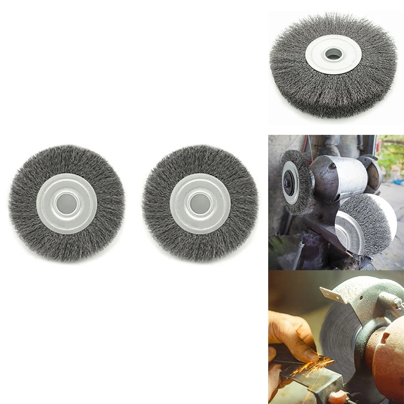 

2 Piece Wire Wheel As Shown Efficient Clean Rust From Assorted Car Parts & Engines For Bench Grinder-Wire Brush For Grinder