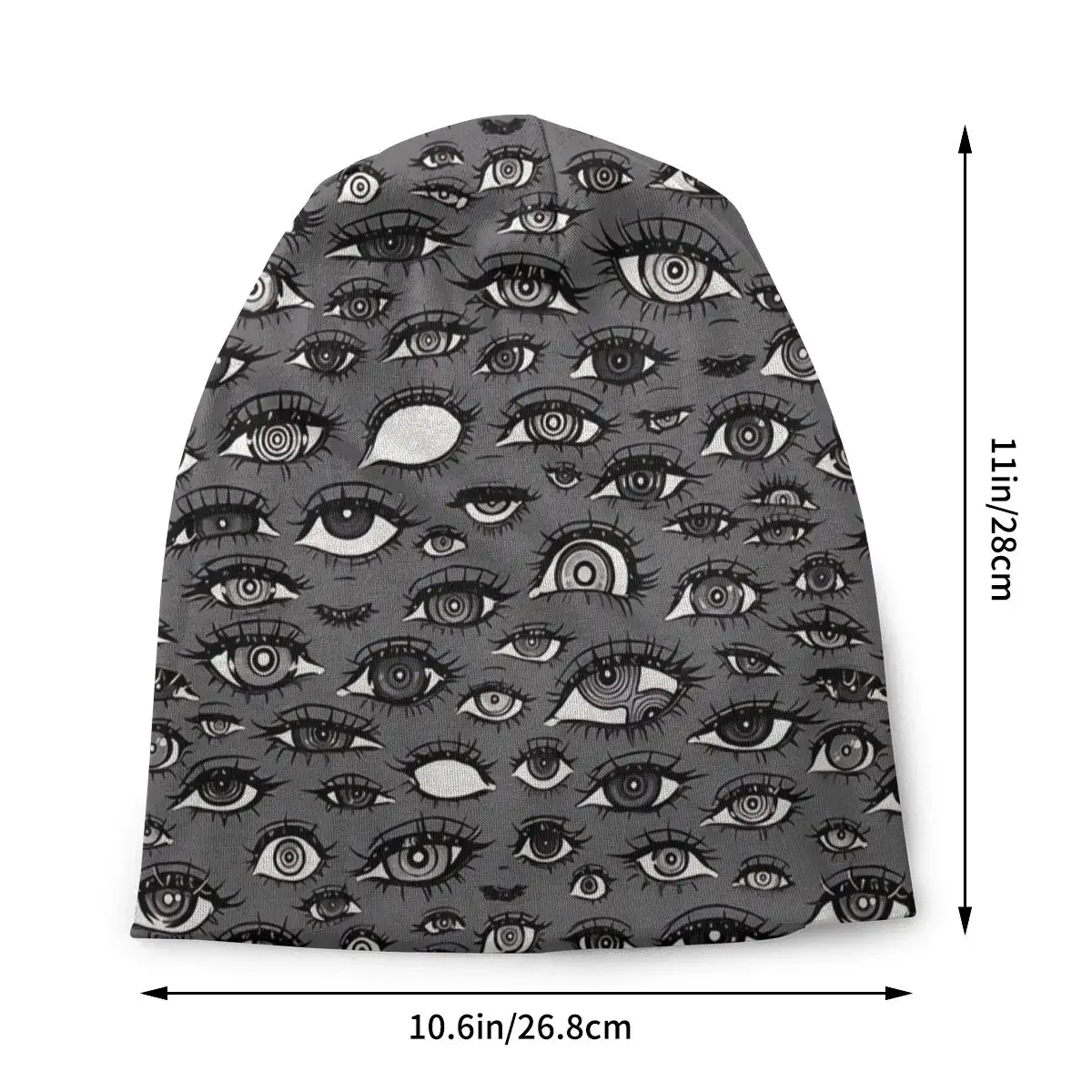 Anime Eyes Greyscale Variant Thin Skullies Beanies Outdoor Caps For Men Women Eye Pattern Ski Caps Bonnet Hats