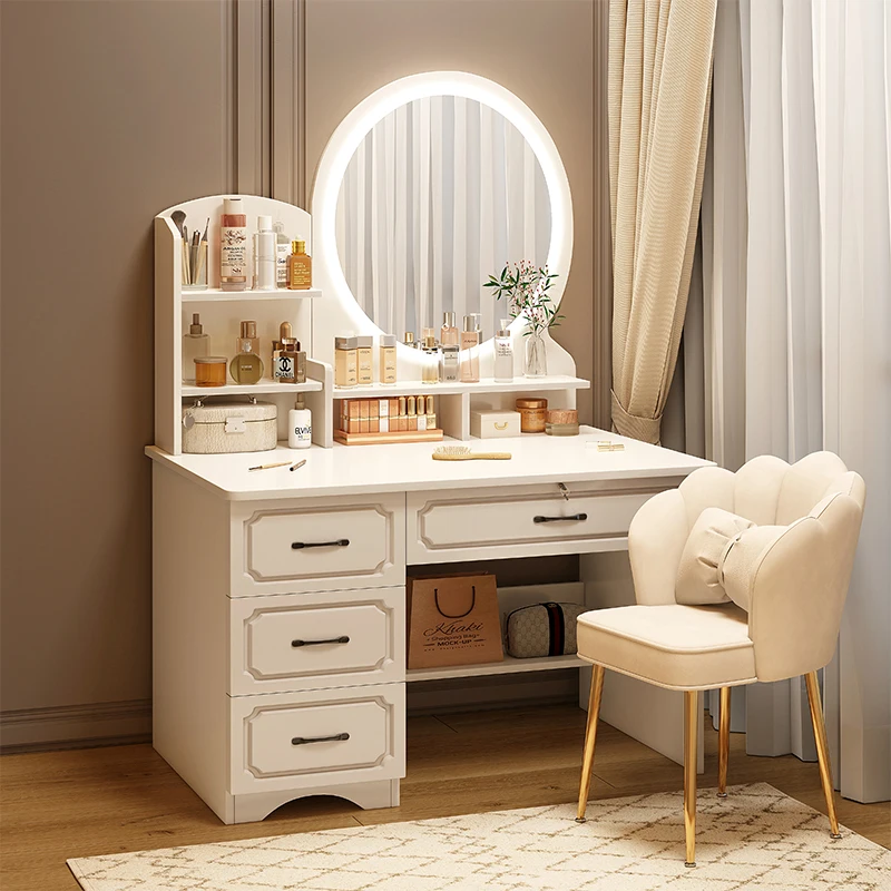 

Living Room Dressing Desk Storage Makeup Mirror Organizer Drawer Bathroom Women Dressing Table Chair Penteadeira Hotel Furniture