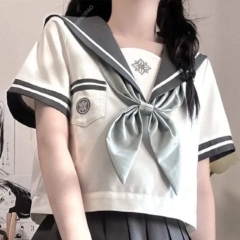JK Black Collar White Ins Style School Uniform Girl Sailor Suits Pleated Skirt Japanese Style Clothes Anime COS Costumes Women