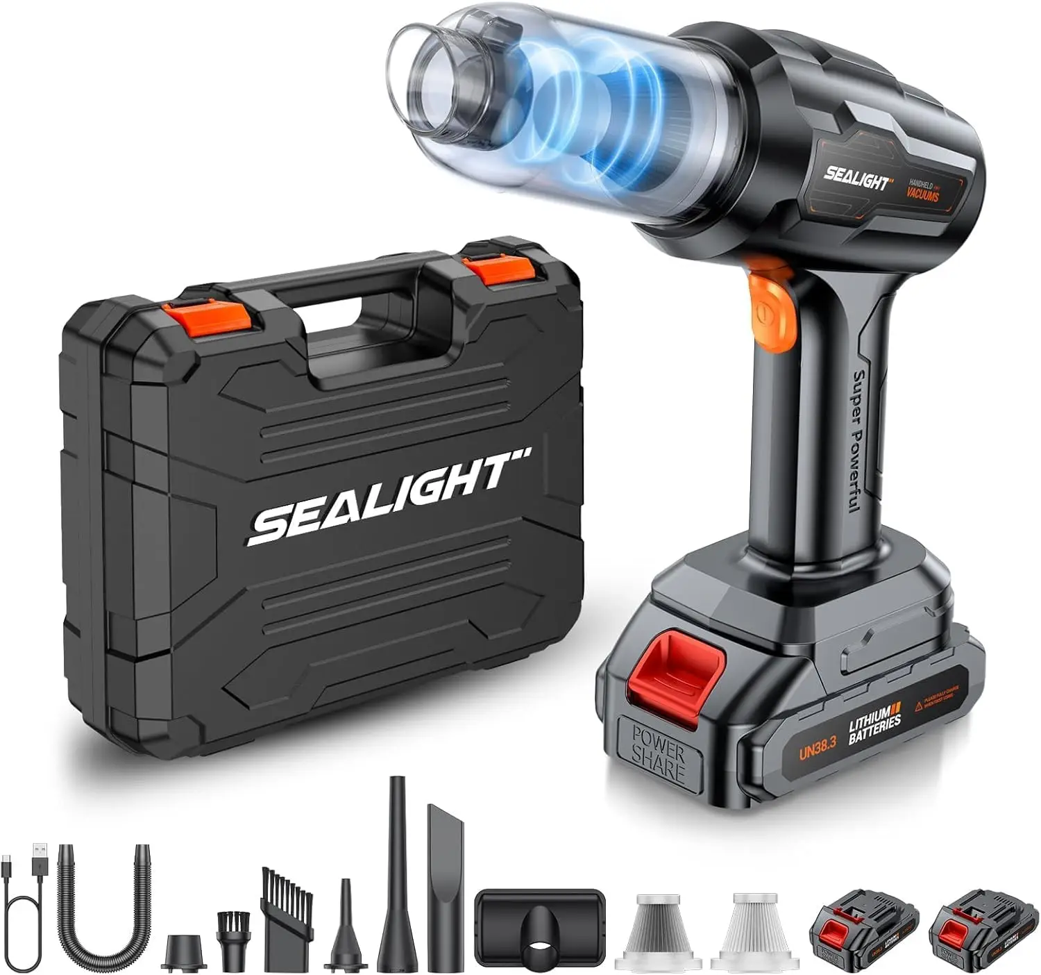 

Ручной автомобильный пылесос, беспроводной, ручной пылесос с мощным всасыванием 21000 Па, две батареи, длительный срок службы, 18 В/120 Вт