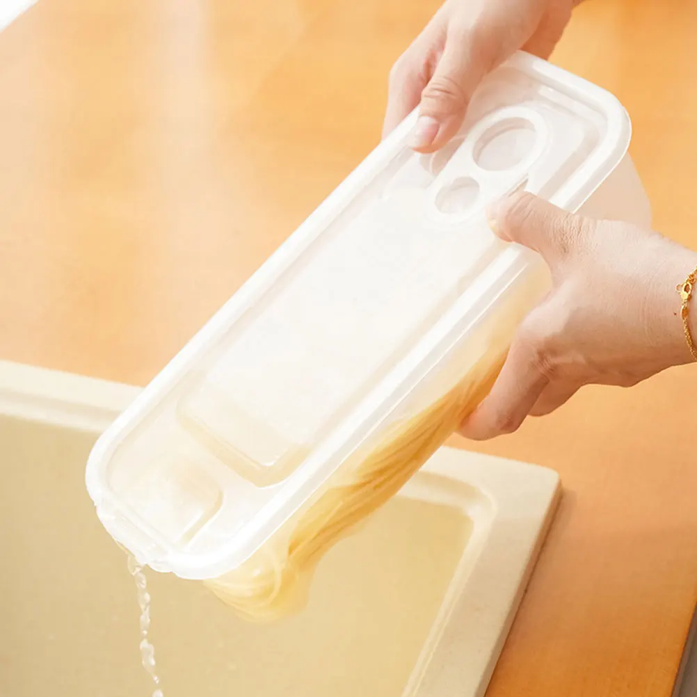 

2Pcs Pasta Container Airtight Storage Box for Spaghetti Noodle Beans Grains Cheese PP Material Pantry Fridge Kitchen