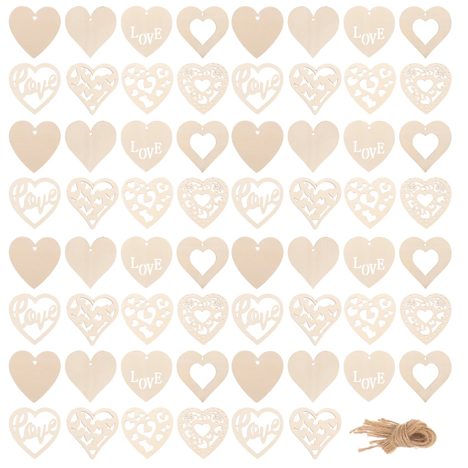 

80pcs Heart Shape Wood Slices Unfinished Wooden Hearts For Diy Crafts Valentine'S Day Decor Wedding Festival Gift Box Packing