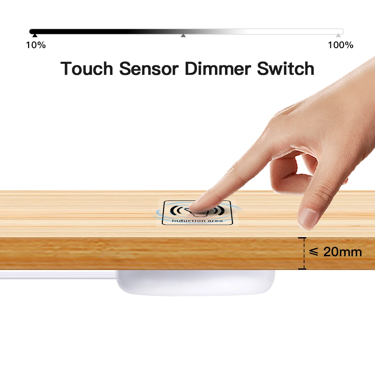 12V-24V Touch Dimmer Penetrable Wood Panel No Need Hole,LED Light Accessories,DC/Centralized Control 3P/Dupont 3Options Interfac