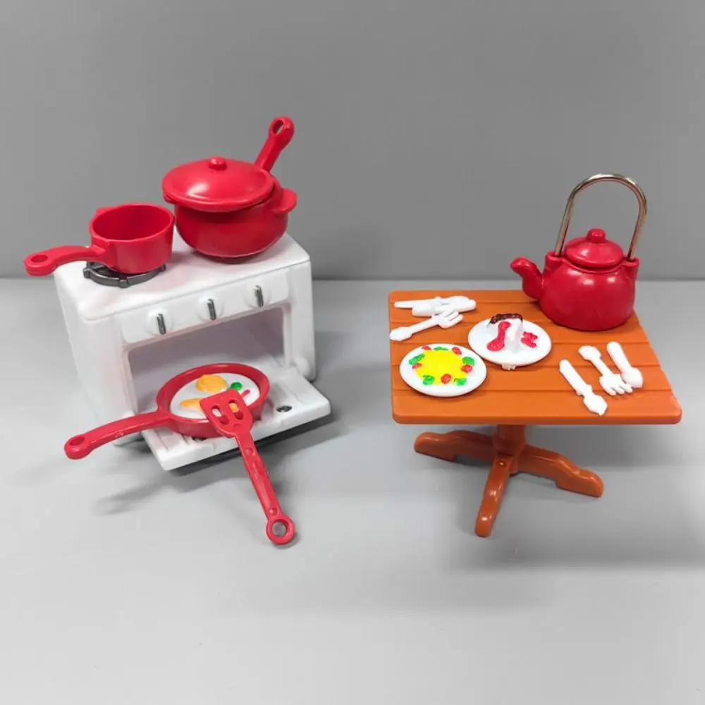 

High Quality Mini Dollhouse Furniture Plastic Multistyles Kitchen Play Set Miniature Dining Table Bedroom