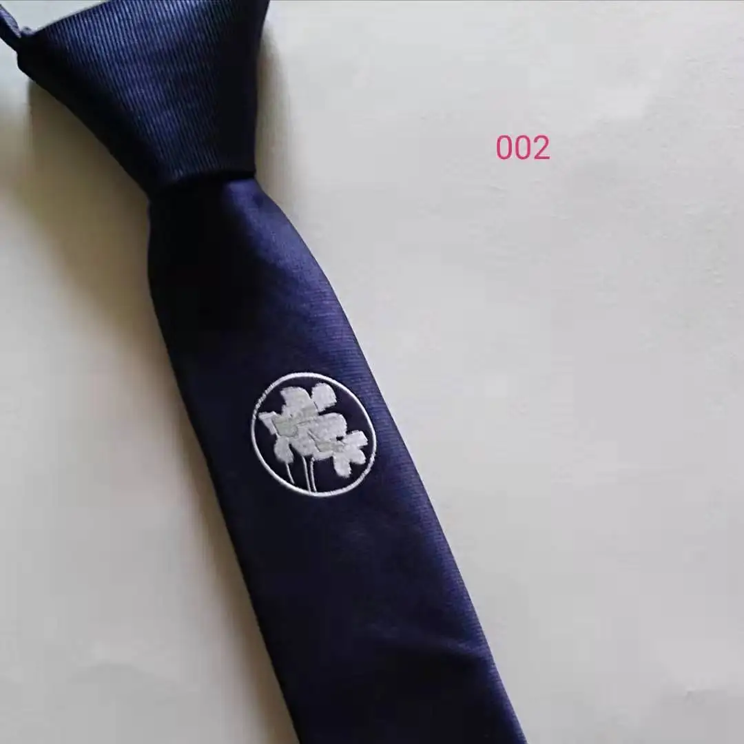 Embroidered lazy zippered tie for men, no need to wear fashionable trend student tie in stock in Shengzhou