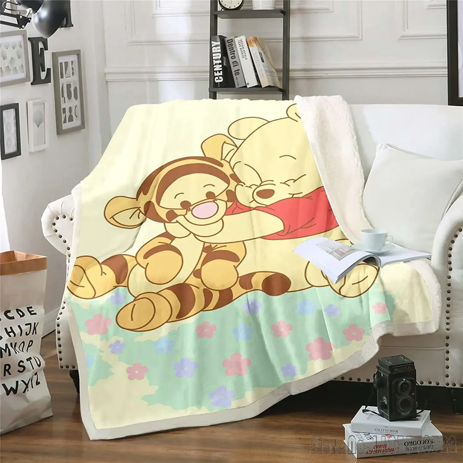 Winnie The Pooh Tigger Cute Cartoon  Blanket Furry Bed Baby  Blankets And Throws Anime Microfiber Fabric Printed Home