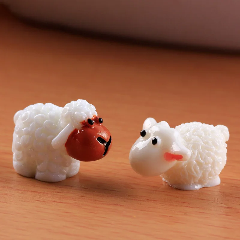 Mini Sheep Animals for Home Decor, Micro Fairy Garden Figurines, Miniatures, DIY Accessories, 10PCs per Lot