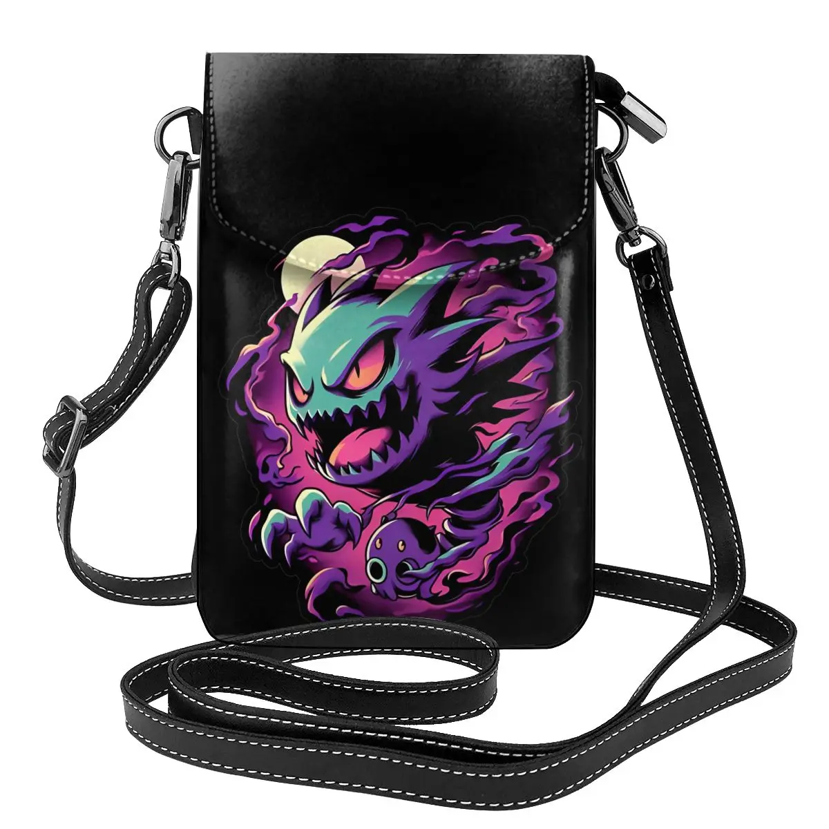 Ghost Nightshade Pokemon Gengar Shoulder Bag Woman Gifts Women Bags Vintage Leather Work Purse