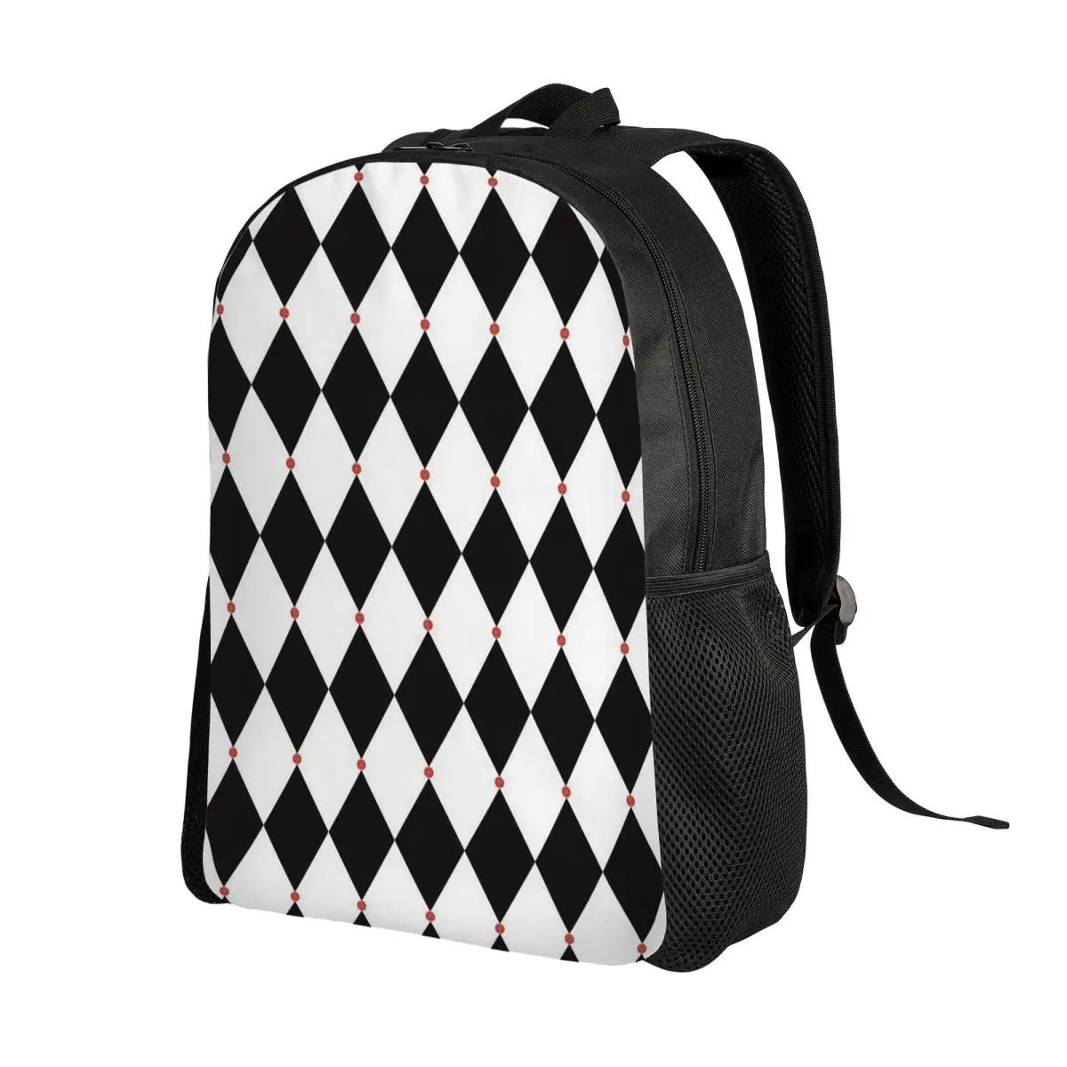 Harlequin Plaid Playing Cards Backpack Daypack Large Capacity Children BookBag School Bag Shoulder Bags for Men Women