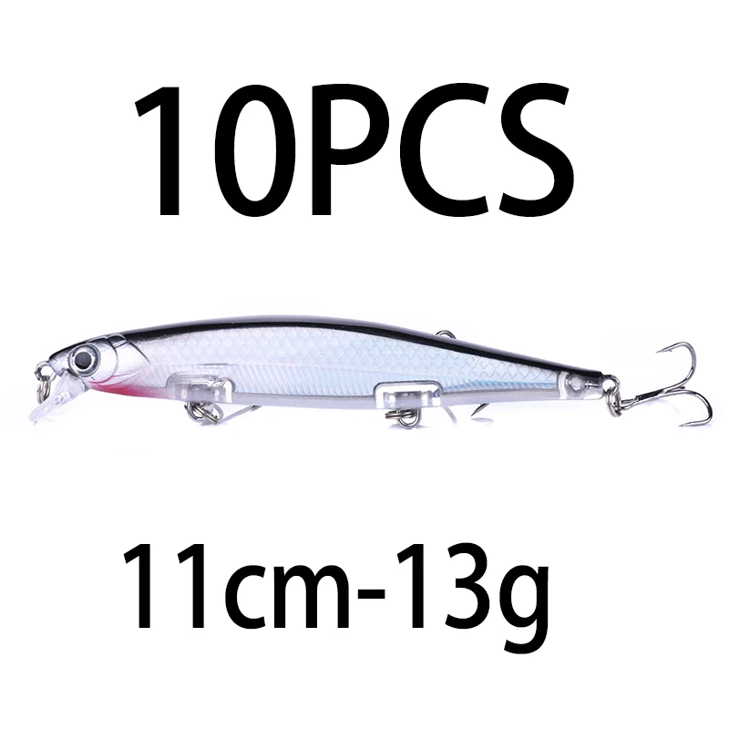 1 Stück Minnow Trolling Angelköder Laser-Hartköder 3D-Augen 11cm 13g Wobbler für Barsch, Hecht, Wolfsbarsch, Sinkender Jerkbait