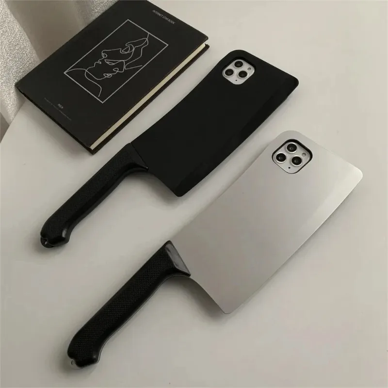 Korean Cute 3D Funny Kitchen Knife For Phone Case For iPhone 16 15 14 13 12 Pro Max 11 Retro Creative Protection Soft Back Cover