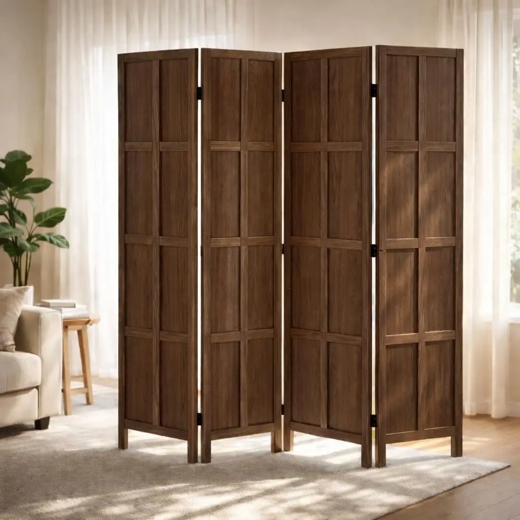 4 Panel Solid Wood Room Divider Folding Privacy Screen Freestanding Partition For Bedroom Home Office Apartment, Customized