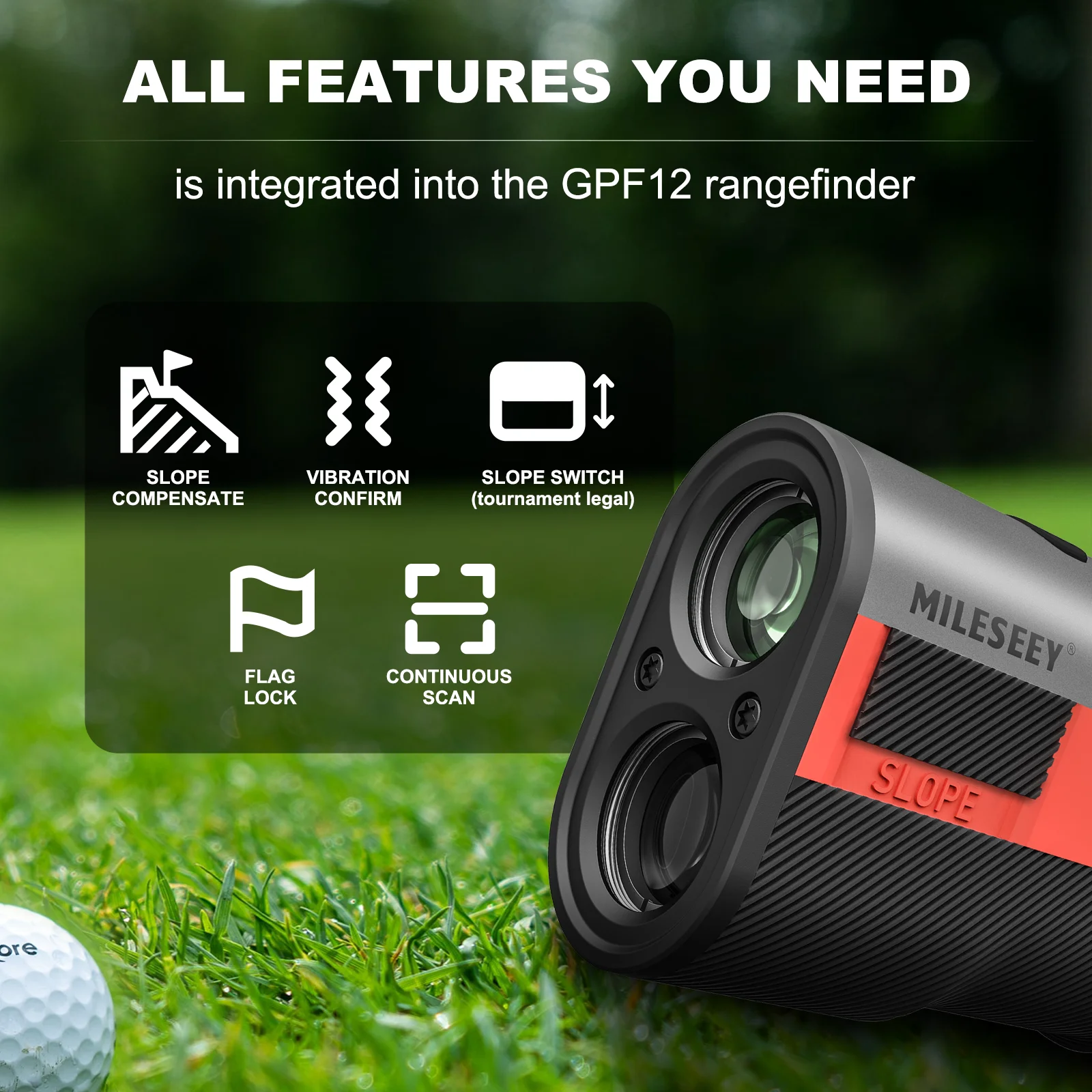 MILESEEY Range Finder GPF12,Professional Rangefinder with Bite Magnetic Mount, Flag Lock,Vibration, Slope Switch,Fast Delivery