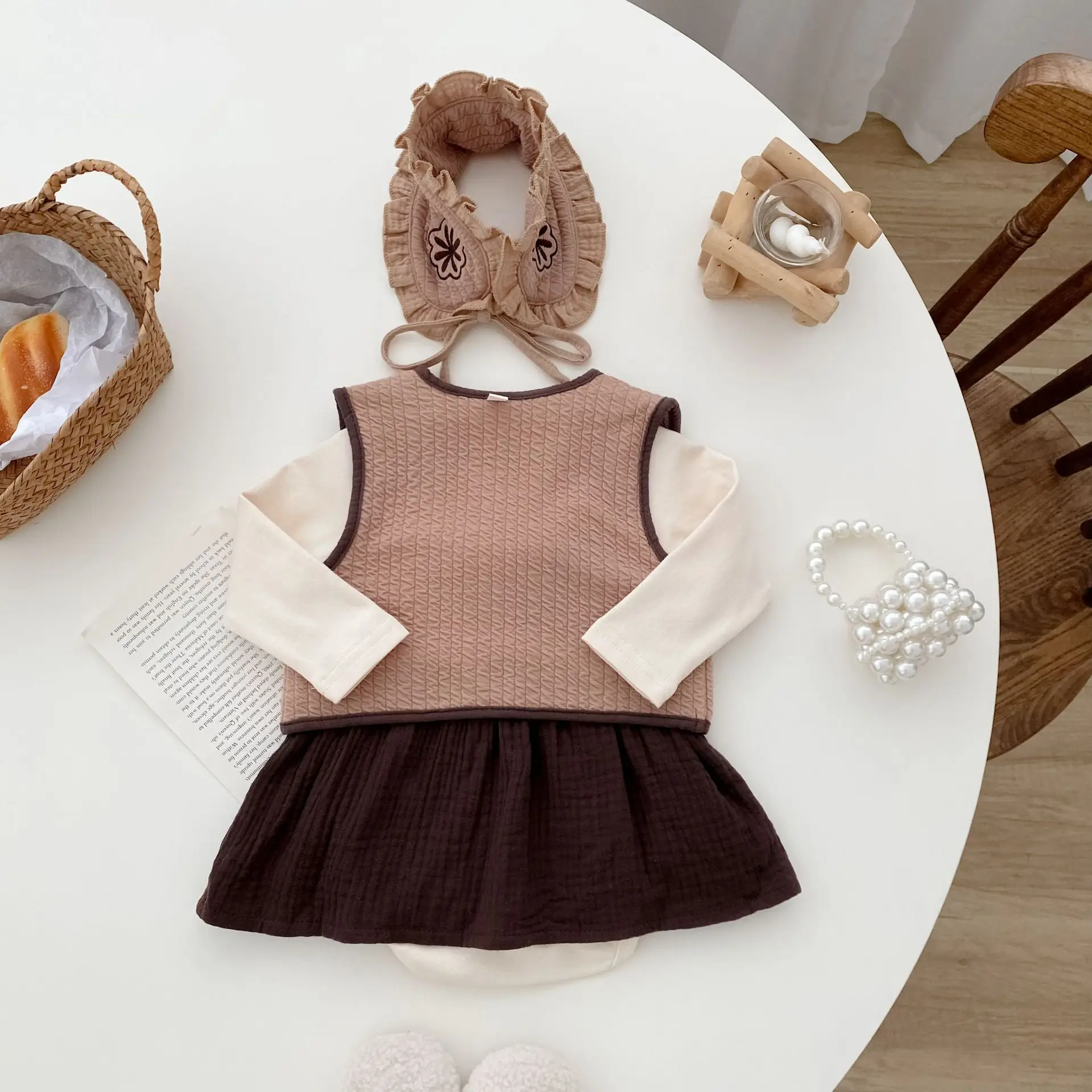 2026 Spring Autumn New Korean Baby Jumpsuit Set Baby Rompers Three Piece Set Baby Spring Bag Fart Clothes