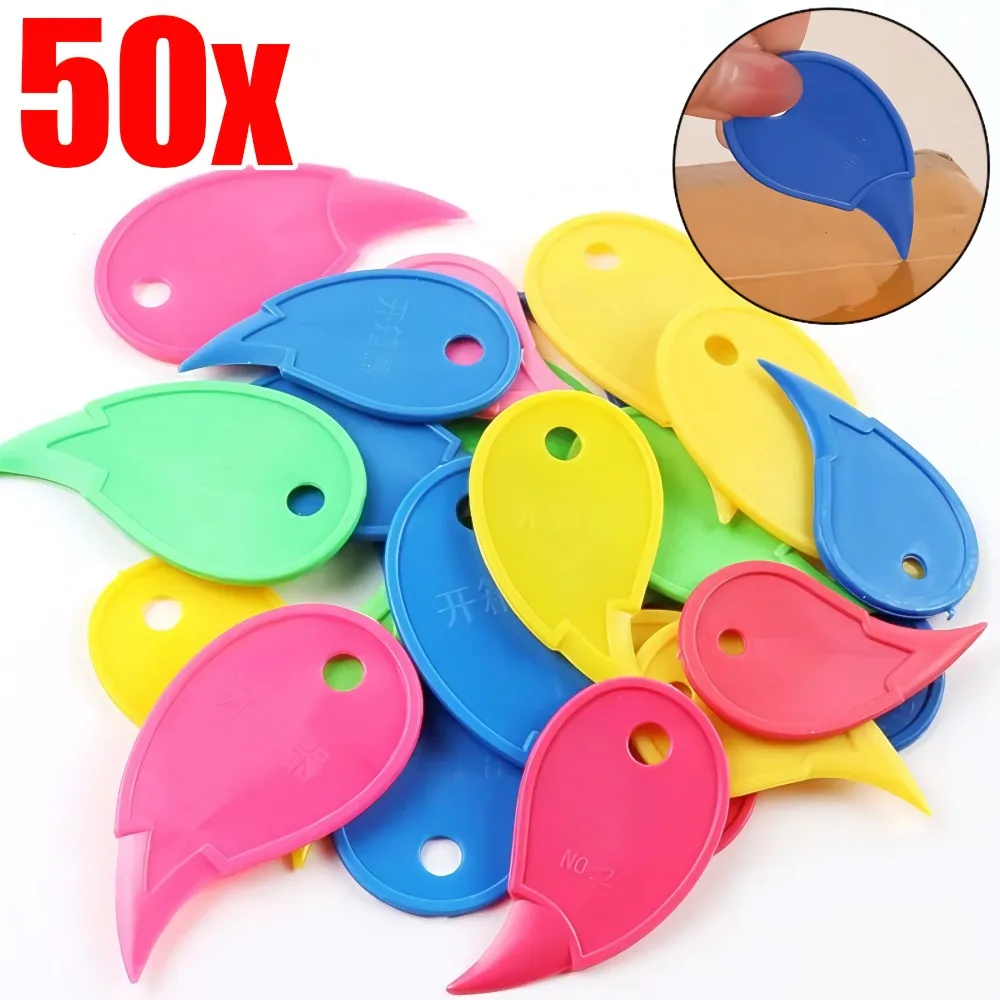 1/50PCS Mini Colorful Box Opener Portable Letter Opener Cutting Supplies Carry-on Case Keychain Slicer Plastic Unpacking Knife