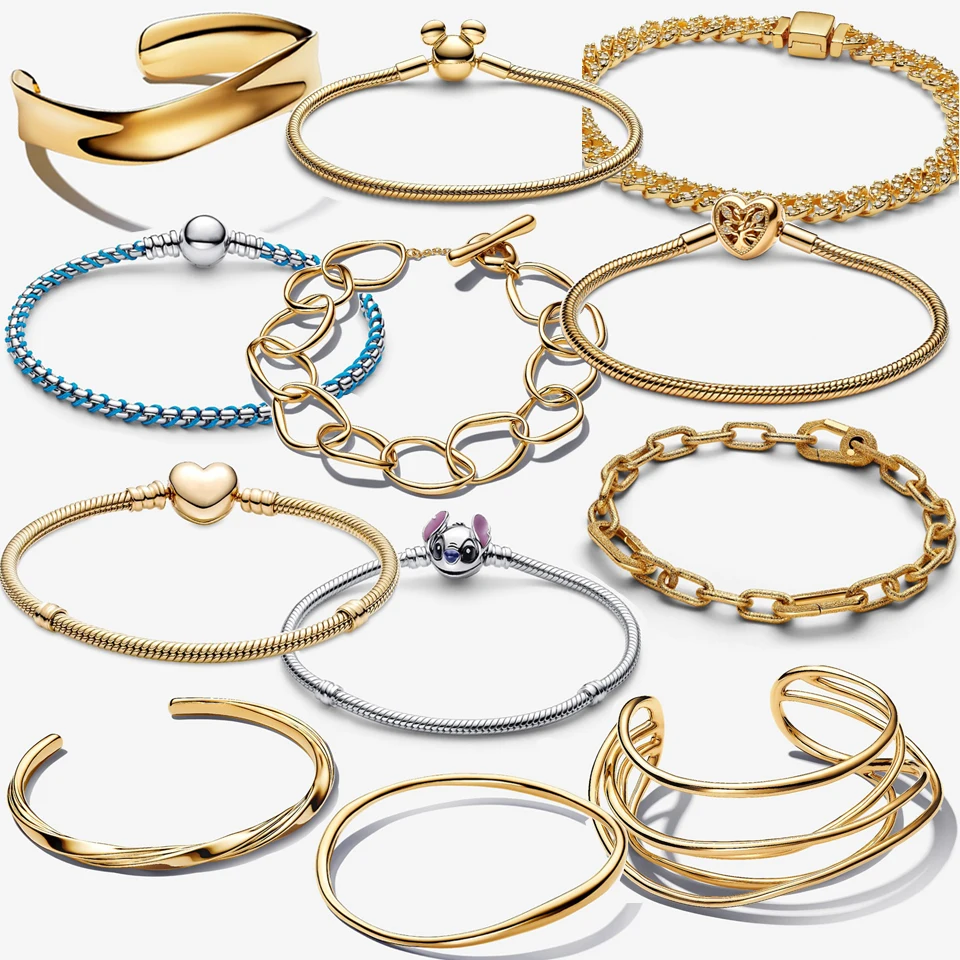 

New 925 Silver Eternal Love Heart Gold Tree of Life Multi Loop Wrapped Opening Bracelet Exquisite DIY Charm Jewelry Gift
