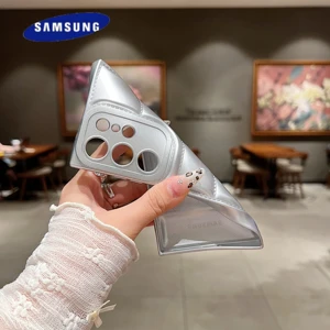 Casing Ponsel Jaket Bulu Puffer Gelombang Samsung S25 S24 S23 S22 Ultra S21 Plus S20 Note 20 A72 A54 Penutup Lembut Tahan Guncangan Warna Solid 12 penjualan terbaik lego gelombang besar - №