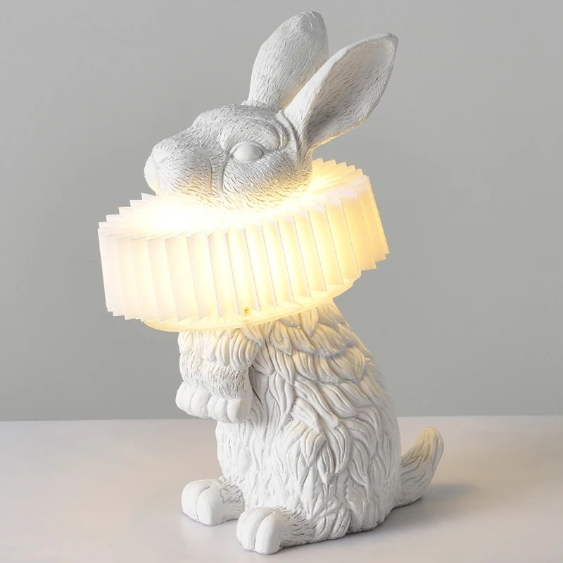 

Rabbit table lamp for bedroom Cute Night light Bedside LED lights Home Decoration salon Lighting fixtures Resin animal ornaments