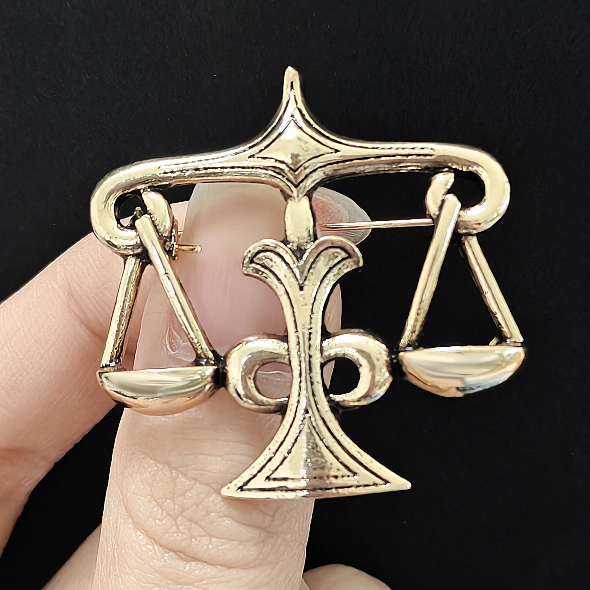 Beaut&Berry Trendy Metal Just Libra Brooches for Women Unisex Creative Pins Casual Party Jewelry Accessories Gifts Decoration