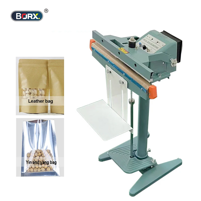 BORX 350mm Plastic Bag Sealing Machine Semi-automatic Aluminum Frame Type Pedal Kraft Paper Sealer 220V Upper and Lower Heating