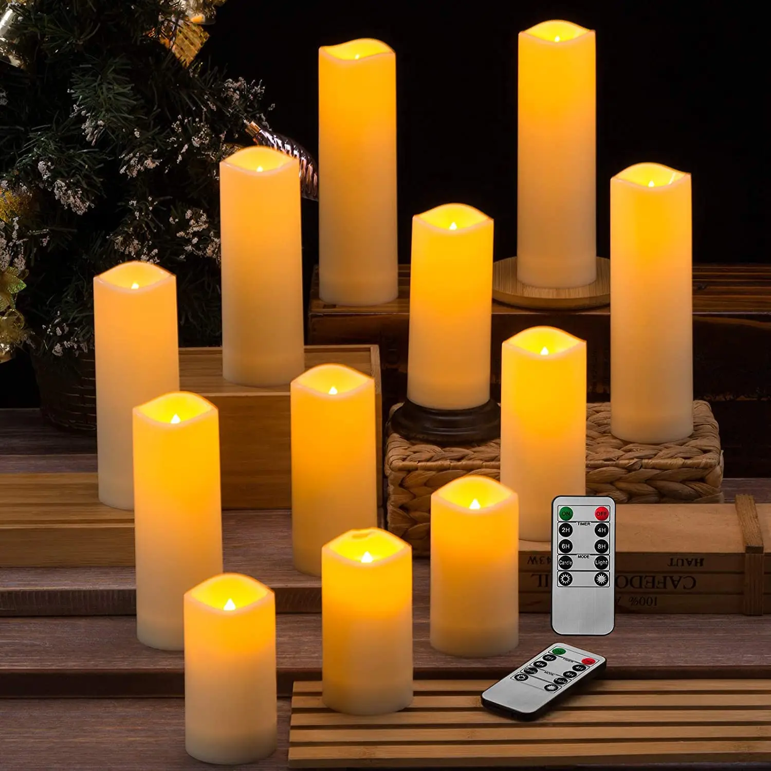 

12-48PCS LED Candle with Batteries Flameless Flickering Candles LED Candles with Remote & Timer for Halloween, Christmas, Home