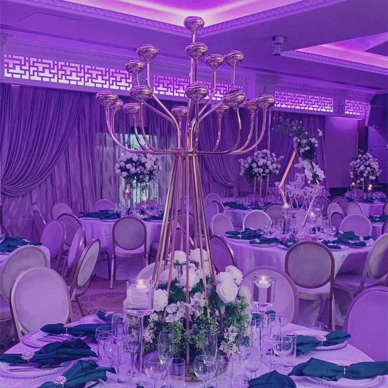 

6pcs Metal Candelabra Candle Holders Stands Wedding Table Centerpieces Road Lead Christmas for Home Party Decoration
