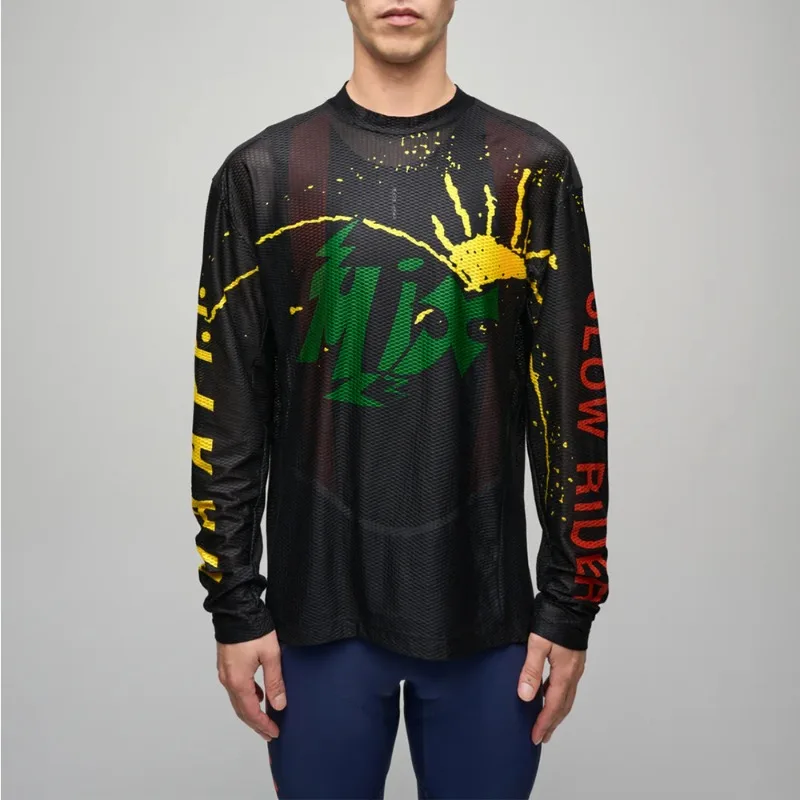 New Black Mountain Bike Riding Suit for Summer Slim Fit Casual Motorcycle Quick Drying Shirt