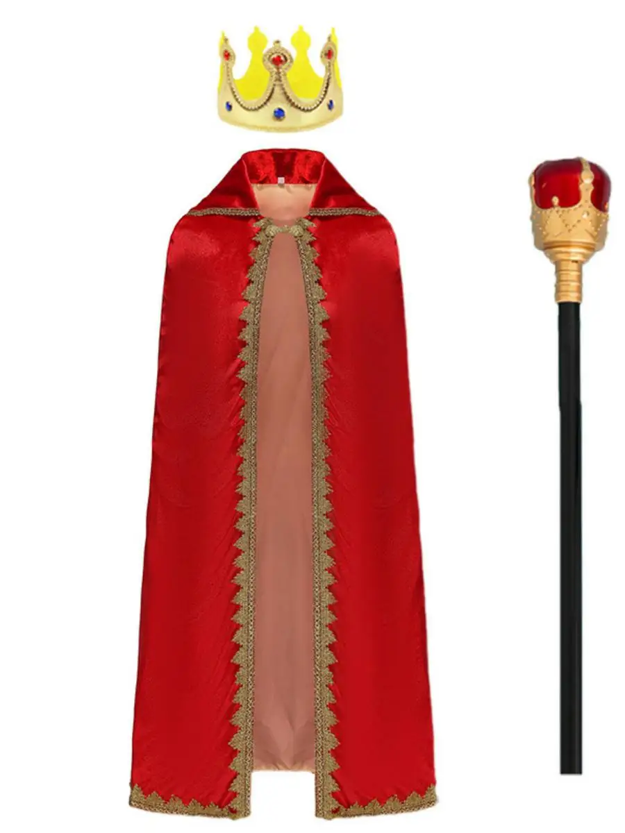 Disfraz de Príncipe Navideño de Doble Capa Rojo para Actuaciones, Traje de Cosplay Infantil para Escenario, Material de Polié...