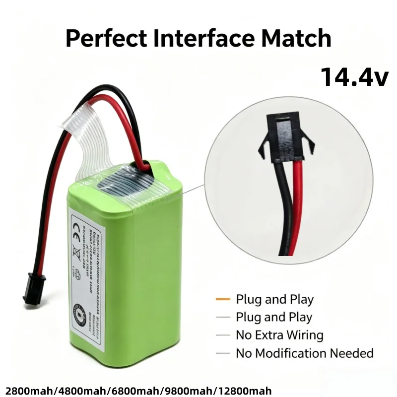 14.4V 4S1P Li-ion Replacement Battery 2800mAh-12800mAh, Fit Conga 990 1090, Ecovacs N79S, Eufy Robovac 11S Sweeping Robot