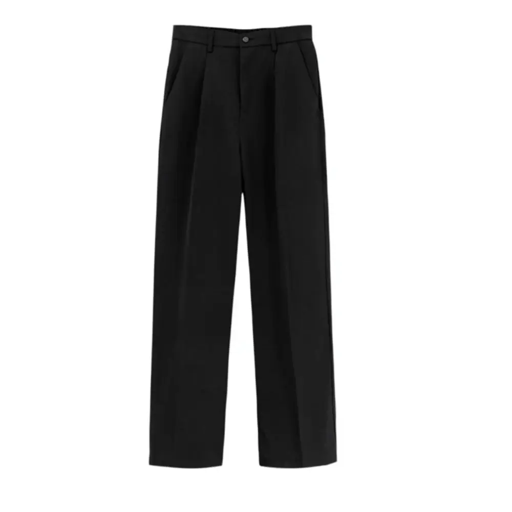 Vintage American Style Mens White Trousers Loose Straight Leg Casual Dress Pants Non Iron Business Work Slacks