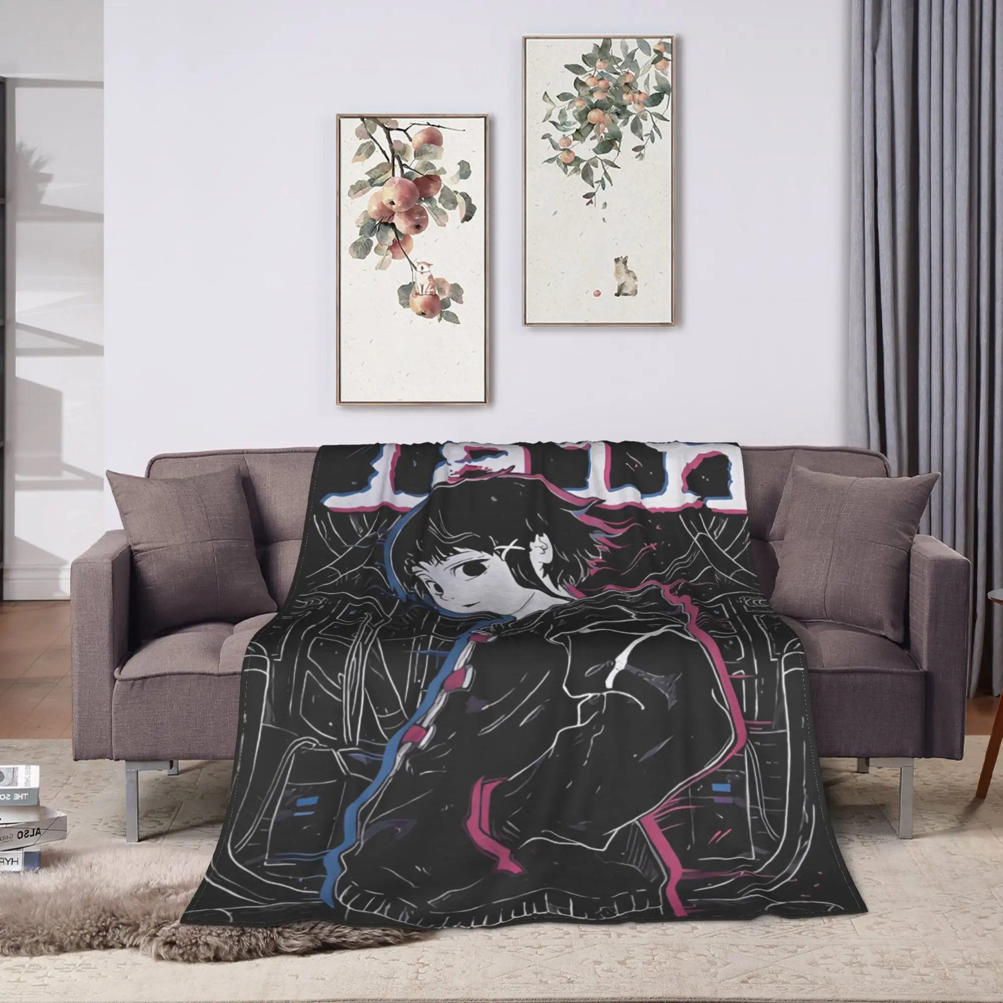 Anime Serial Experiments Lain Plush Blanket Girls Boys  Flannel Throw Blanket For Living Room Super Soft Quality Bedspread Gift