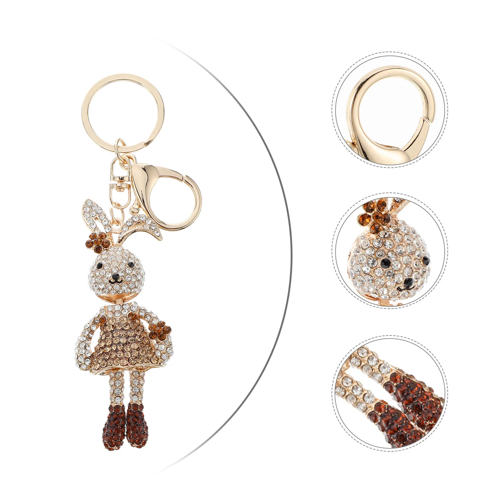 Shape Zinc Alloy Keychain Unique Car Portable Hanging Decoration Multipurpose Bunny Locket Rhinestone Key Bright