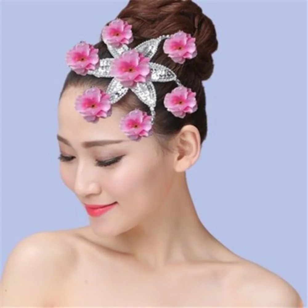 Luxury Vintage Hair Ornaments - Handmade Silk Flower Crowns for Ethnic Dance Costumes