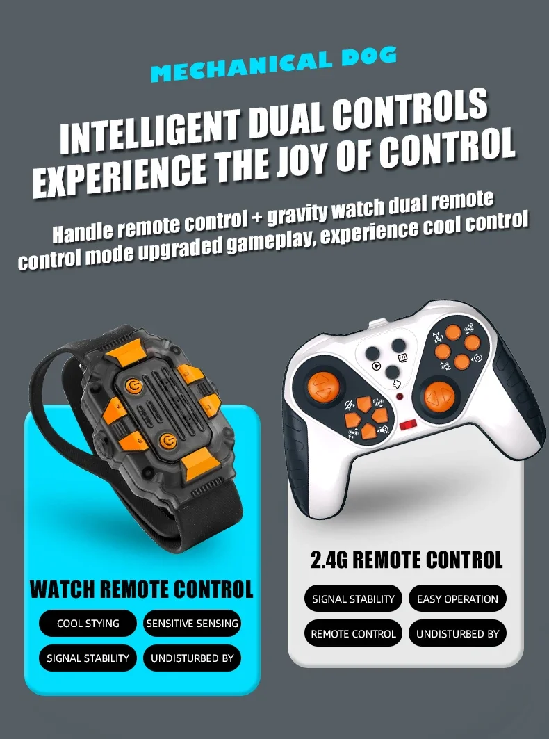 Chien Robot RC, animal de compagnie cascadeur électronique avec pulvérisation sonore légère, tactile interactif Programmable, chien mécanique intelligent, cadeau d'anniversaire pour enfants