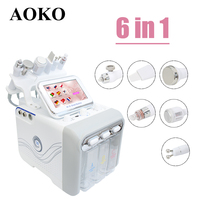 AOKO Upgrade 6 in 1 hydro Oxygen Small Bubble Beauty Instrument Face Lifting Dermabrasion Device Skin Scrubber Facial Spa