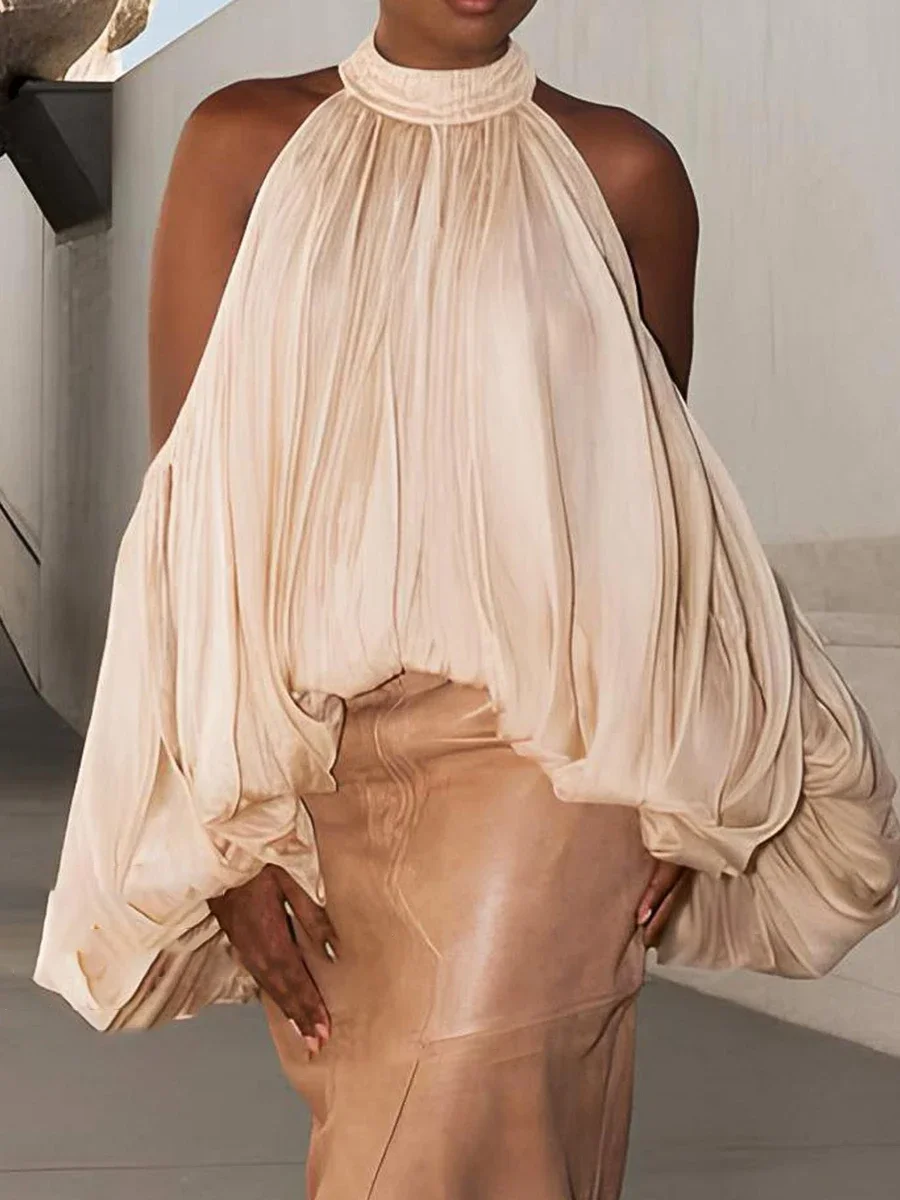 

Solid Loose Casual Blouses For Women O Neck Sleeveless Temperament Minimalist Shirts Female Fashion Style Clothes