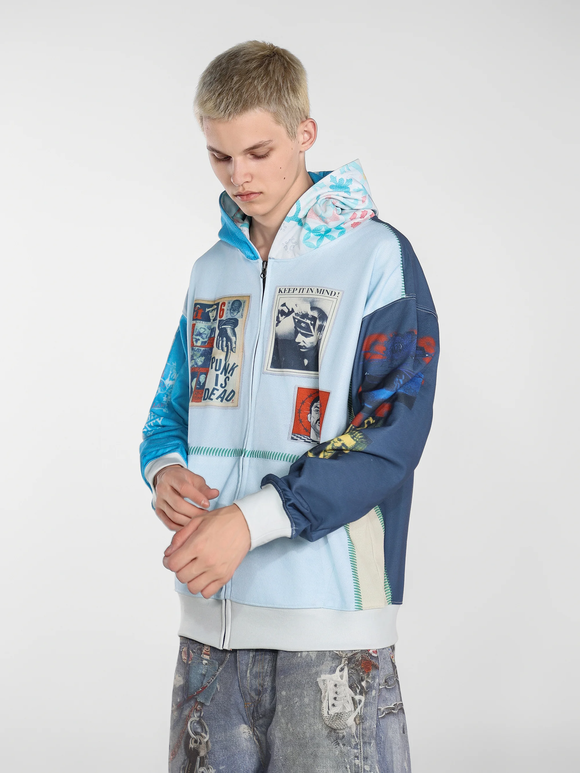 25SS High Street New American Vintage stamp Collection short front and back stitching jacket