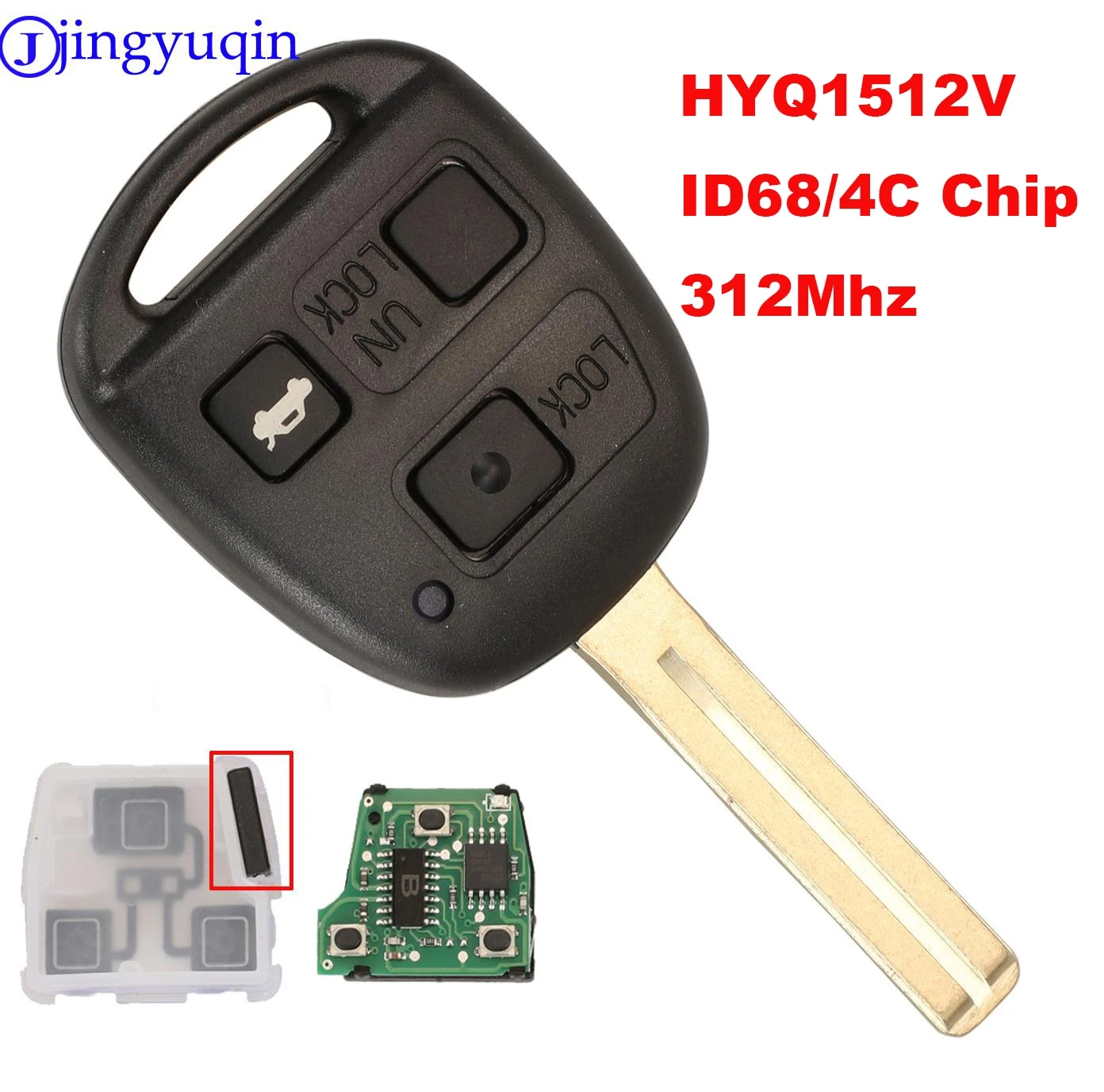 jingyuqin 312Mhz Remote Car Key For Toyota Camry Prado For Lexus RX330 RX350 RX400h RX450h FCC HYQ1512V ID68/4C Chip