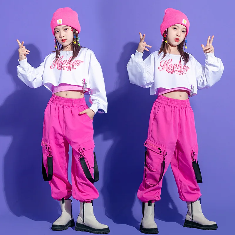 

New Spring Girls Cotton Sport Pants Casual Solid Color Teenage Kids Cargo Pants Children Trousers Beam Foot Pants Pink 3-16 Y