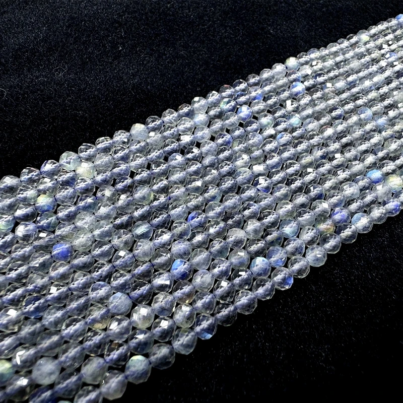 Natural Faceted Labradorite Beads 2/3/4MM Tiny Round Loose Strand Bright Jewelry Making Supplies For Bracelets And Necklaces